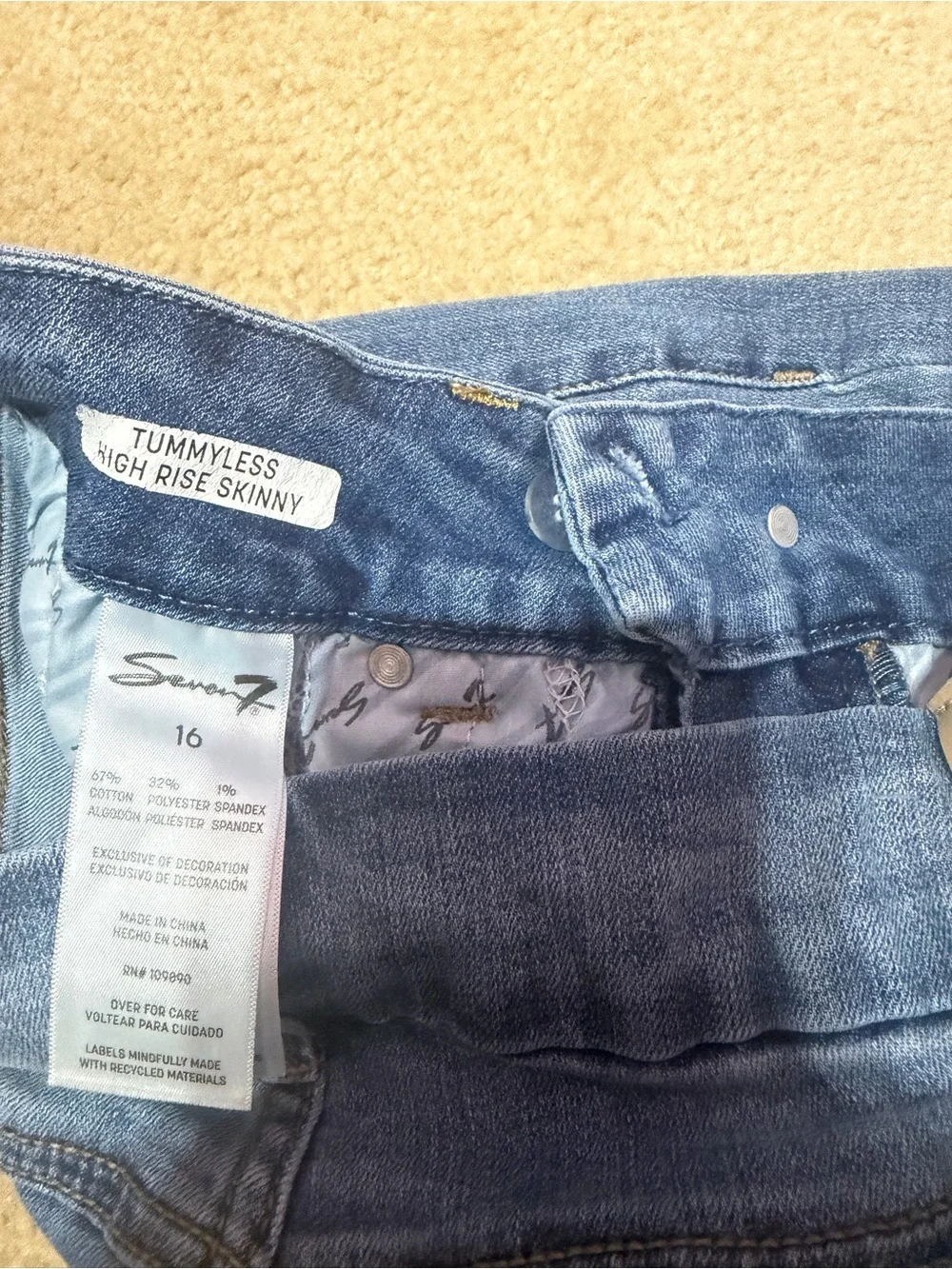 Seven7 Tummyless High Rise Skinny Jeans | Women’s Size 16